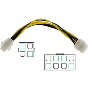 Image de Kalea Informatique Cordon Adaptateur ATX 4 Points Mâle vers ATX 8 Points Femelle pour Carte mère ou CPU - Longueur 20 cm