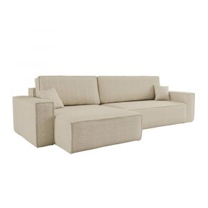 Loungitude Canapé d'angle max réversible et convertible tissu bouclette - Beige