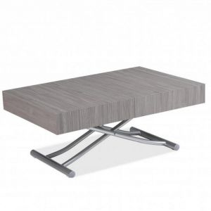 Image de Inside75 Table basse relevable extensible ALBATROS design en Chêne Gris et Pied alu - gris