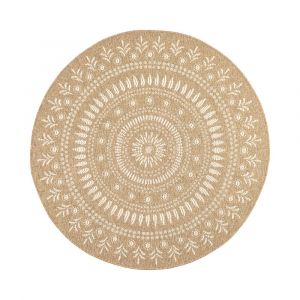 Image de Tapis ext&eacute;rieur rond - 120cm - naturel - 100% polypropyl&egrave;ne r&eacute;sistant aux UV - 1400 gr/m2 - PAVOT