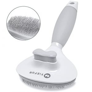 Brosse à poils de chat, brosse de chat pour la perte, brosse autonettoyante en silicone souple pour chats à poils courts et longs pour le toilettage et la perte de poils - Blanc
