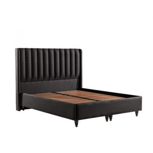 SAYA - Lit coffre en tissu noir 140x190 cm