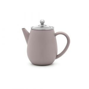 Bredemeijer Théière à double paroi de 0,5 l - Petite théière isotherme en acier inoxydable grise avec couvercle en verre et filtre à thé - Idéale pour les thés en vrac