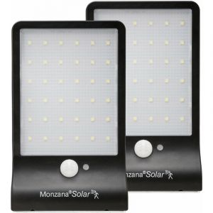 Monzana Lot de 2 lampes solaires murales 36 LED d&eacute;tecteur de mouvement applique solaire ext&eacute;rieur pour jardin r&eacute;sistantant aux intemp&eacute;ries
