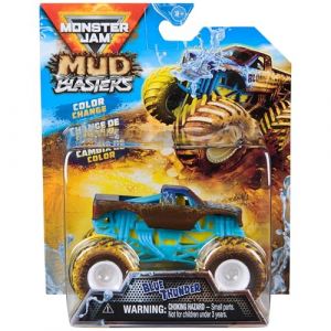 Spin Master Mud Blasters, Blue Thunder, Camion &agrave; Changement de Couleur, v&eacute;hicule en m&eacute;tal &agrave; l'&eacute;chelle 1:64, Jouets pour gar&ccedil;ons et Filles &agrave; partir de 3 Ans