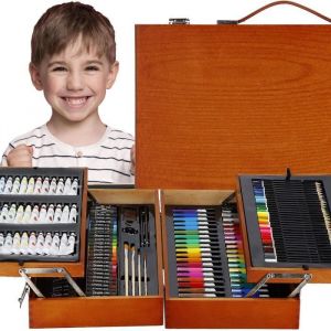 SPRINGOS Set de dessin et de peinture pour enfants 174 pièces, Valise de peinture Coffret Accessoires et Crayons