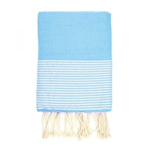 Oceanvibes - Fouta 100 cm x 200 cm Lilane turquoise - 100% coton - finition franges