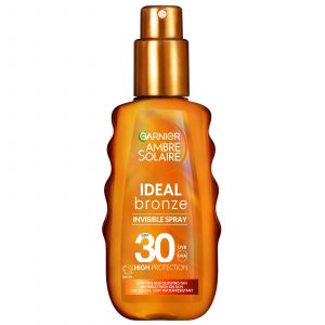 Garnier Ambre Solaire Spray autobronzant transparent pour visage et corps Ideal Bronze SPF 30, Transparent - Taille One Size