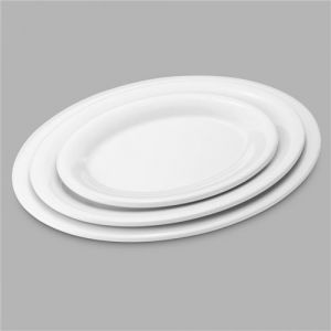 Pujadas Assiette Mélamine Ovale Blanche 24,3 à 34,2 cm - Mélamine24,3 x 18,2 cm