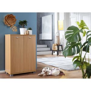 mooved WOHNLING Shoe Penderie Commode 2 portes 60x90x35cm Buffet Buffet Beech Nouveau