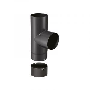Joncoux Coude T de 90° d'angle - avec tampon - émail 0.7MM - noir mat - Ø180MM