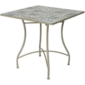 Table Mosaïque - NO DISPONIBLE - Modèle Bistro - 78 x 78 x 77 cm - Fer et Pierre - Extérieur