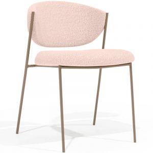 Privatefloor Chaise de salle à manger - Tapissée en tissu bouclé - Seda Ivoire