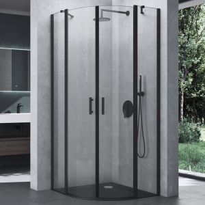Mai&mai - Cabine de Douche 80X80cm Ronde avec Deux Portes Paroi de Douche en Quart de Cercle Montage Réversible Verre Transparent esg Nano sans