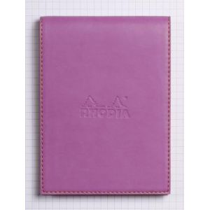 Rhodia 128211C - Porte-bloc rama lilas format 9,5 x 13 cm  en simili cuir, avec porte-crayon + bloc N°12 ligné