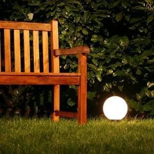 Hofstein Boule lumineuse de jardin 50 cm Blanc, 1 lumi&egrave;re - Moderne/Design - Ext&eacute;rieur - 20