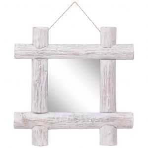 Image de VidaXL Miroir à bûches Blanc 50x50 cm Bois de récupération massif