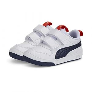 Puma Multiflex SL V PS Basket, White-Peacoat Red, 32 EU