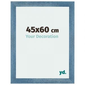 Your Decoration - 45x60 cm - Cadres Photo en mdf Avec Verre acrylique - Anti-Reflet - Excellente Qualit&eacute; - Bleu Brillant Patin&eacute; - Cadre Decoration