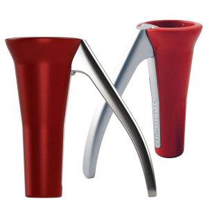 2 casse-noix coniques laqués rouges