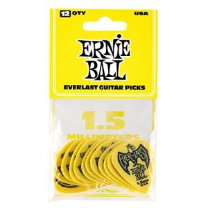 Ernie Ball 1.5mm Jaune Everlast M&eacute;diators 12 par sachet