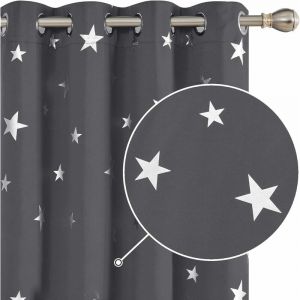 Rideaux Occultants Thermique Isolant, à Oeillets, 2 Pieces, 132x160 cm, Gris Foncé - Gris Foncé - Deconovo