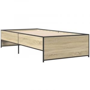 VidaXL Cadre de lit chêne sonoma 90x190 cm bois d'ingénierie et métal, meubles de chambre, sommier,, lit, lit simple