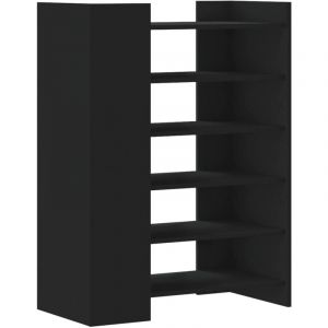 VidaXL Armoire &agrave; chaussures noir 74,5x37,5x100 cm bois d'ing&eacute;nierie, rangement de chaussures, armoire de rangement de chaussures, organisateur de chaussures