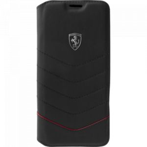 Scuderia Ferrari Ferrari Heritage Coque clapet en cuir v&eacute;ritable pour Samsung Galaxy S8 Plus, Noir