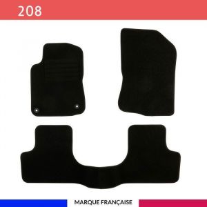 Tapis de voiture - Sur Mesure pour 208 (2012 &agrave; 2019) - 3 pi&egrave;ces - Tapis de sol antid&eacute;rapant pour automobile