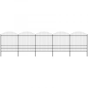 VidaXL Cl&ocirc;ture de jardin &agrave; dessus en lance Acier (1,75-2)x8,5 m Noir