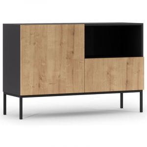Bestmobilier - Felicia - buffet bas - effet bois et noir - 120 cm