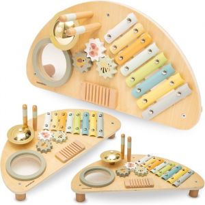 Centre musical en bois - Mamabrum - Montessori - Xylophone & Tambour - D&egrave;s 9 mois