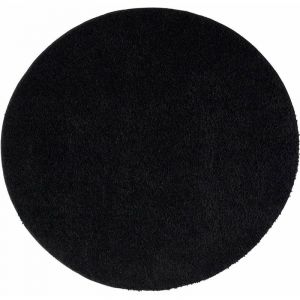 Softy - Tapis Rond &agrave; Poils Longs doux Tapis de Salon, Chambre, Couloir (Noir Anthracite - 80x80cm)