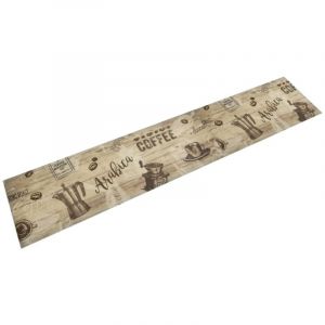 VidaXL Tapis de cuisine lavable imprimé café marron 60x300 cm velours