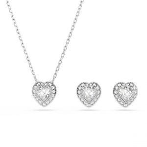 Swarovski Parure Ariana Grande x, Tailles variées, C?ur, Blanc, Métal rhodié