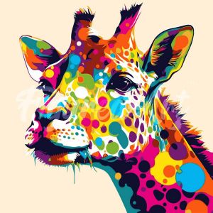 Mini broderie diamant : Girafe Abstraite Pop Art - toile tendue sur chassis