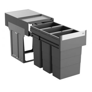 Hailo Poubelle de cuisine 3 bacs encastrables 24L (8+8+8) AS Tandem
