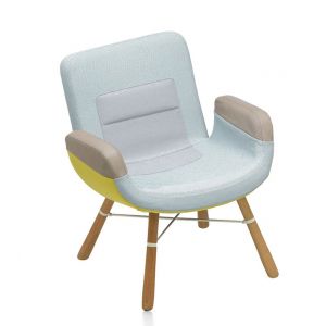 vitra Fauteuil EAST RIVER CHAIR (Clair / Base Naturel - Tissu / chêne)