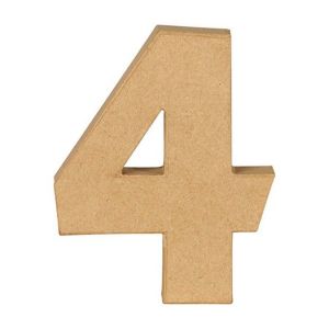 decopatch AC888C - Chiffre 4 kraft 20cm à décorer en Papier mâché Brun - Décoration intérieur - DIY et Loisirs Créatifs - 15,5x2,5x20 cm