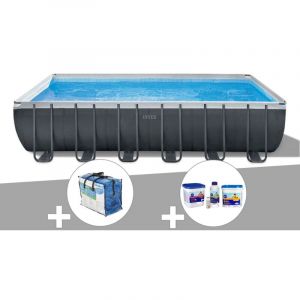 Intex Kit piscine tubulaire Ultra XTR Frame rectangulaire 7,32 x 3,66 x 1,32 m + Bâche à bulles + Kit de traitement au chlore