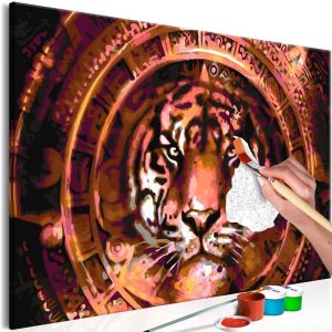 Décoshop26 Tableau à peindre soi-même peinture par numéros motif Tigre et ornements 60x40 cm TPN110153