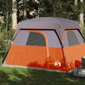 VidaXL Tente de Camping de Cabine 4 Personnes, Tente d'Ombrage avec Sac de Transport, Auvent de Camping, Abri de Jardin, Orange Imperm&eacute;able