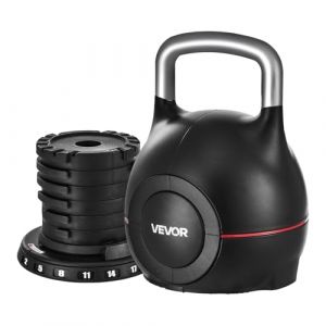 Image de VEVOR Kettlebell Réglable avec 7 Niveaux de Poids 2/5/8/11/14/17/20 kg, Poids de Musculation avec Poignée en Aluminium Moulé sous Pression et Matériau ABS, pour Entraînement de Préhension Fitness