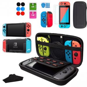 Controlla - Accessoires adaptés à la Nintendo Switch - Jeu d'accessoires de 14 pièces comprenant une protection d'écran et un étui adapté à la Nintendo Switch.