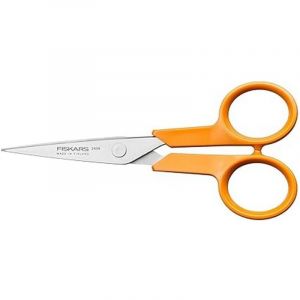 Fiskars Classic Ciseaux de Travail Manuel, Pour Droitier et Gaucher, Longueur Totale : 13 cm, Poignée Ergonomique Améliorée, Lame en Acier Inoxydable/Manches en Plastique, Orange, 1075057
