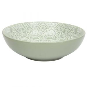 HOME DECO FACTORY, KA0458, Assiette Creuse Design Moderne en céramique Durable, idéale pour soupes et Plats en Sauce, Facile à Entretenir, Couleur Verte, diamètre 185 cm, Vert