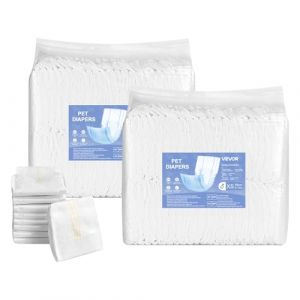 VEVOR Couches Jetables pour Chiens M&acirc;les, 96 Pi&egrave;ces, Bandes Ventrales Anti-fuites Super Absorbantes Taille XS, Indicateur Humidit&eacute;, pour Chiens M&acirc;les Chaleur, Entra&icirc;nement, Incontinence, 2 Lots de 48