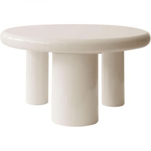 Oviala Table basse ronde 100 cm en MDF effet laqu&eacute; blanc