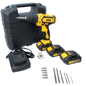 Vito Pro-Power Perceuse Visseuse ss fil VITO 14,4 V 3 batteries lithium 2.0Ah Chargeur rapide LED Indicateur de charge